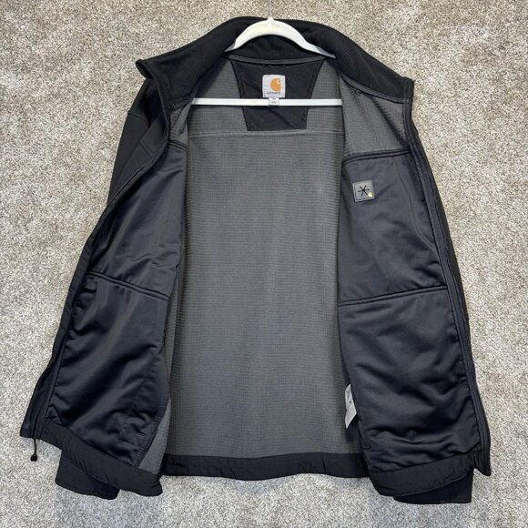 Carhartt Jacket Mens XXL Black Softshell Lined Water Wind Resistant Pockets J250 - Picture 3 of 10
